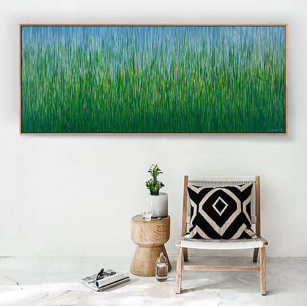 Silent Grass - Framed Tasmanian Oak - 155 x 64cm - acrylic on canvas