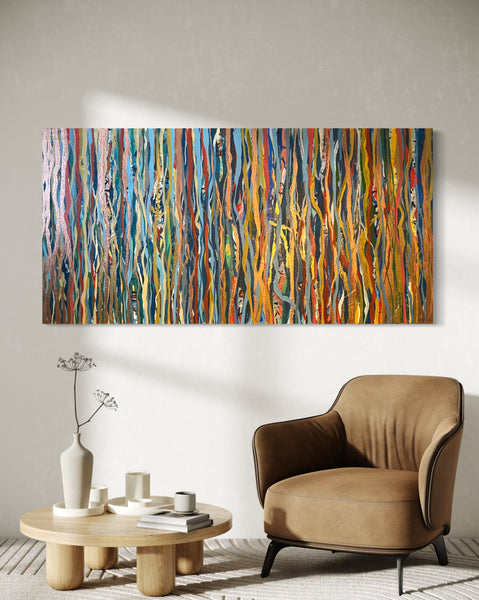 Copper Shakers - metallic paint and acrylic on canvas - 152 x 76 cm / 60" x 30"