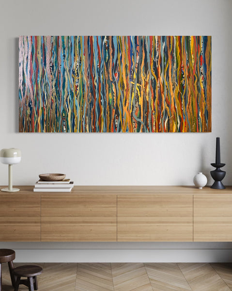 Copper Shakers - metallic paint and acrylic on canvas - 152 x 76 cm / 60" x 30"