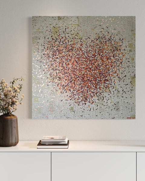 Empathic Optimist Heart - mixed media on canvas - 76cm squ / 30" squ