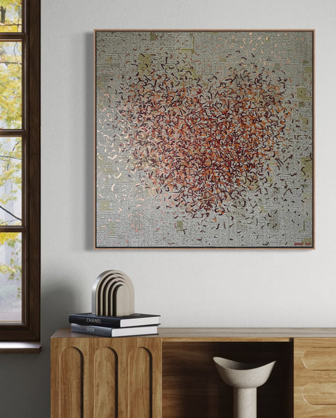 Empathic Optimist Heart - mixed media on canvas - 76cm squ / 30" squ