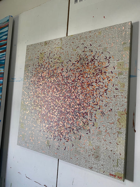 Empathic Optimist Heart - mixed media on canvas - 76cm squ / 30" squ