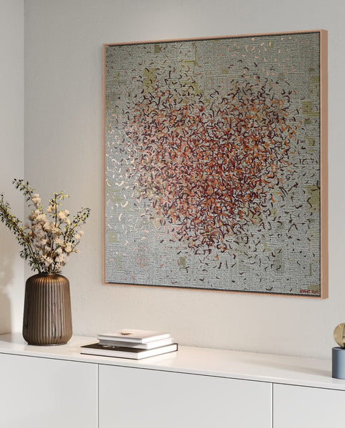 Empathic Optimist Heart - mixed media on canvas - 76cm squ / 30" squ