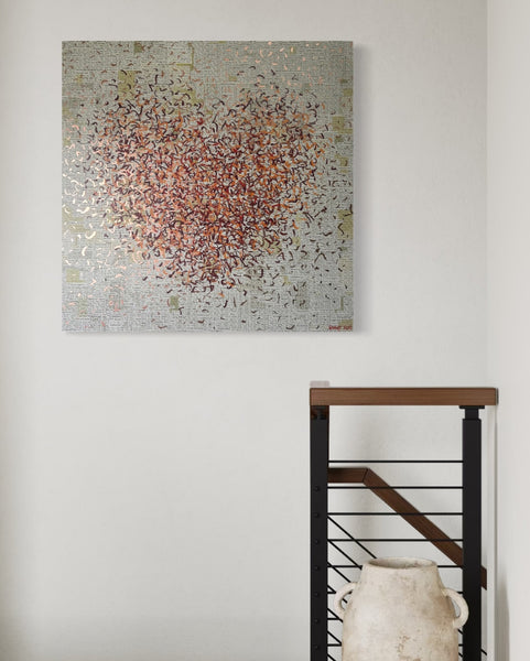 Empathic Optimist Heart - mixed media on canvas - 76cm squ / 30" squ