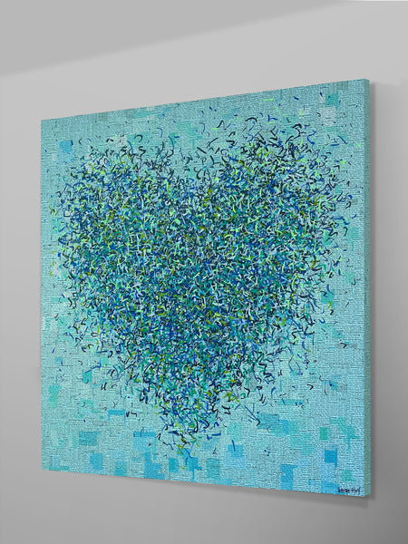 Aqua Optimist - mixed media on canvas - 127cm squ / 50" squ
