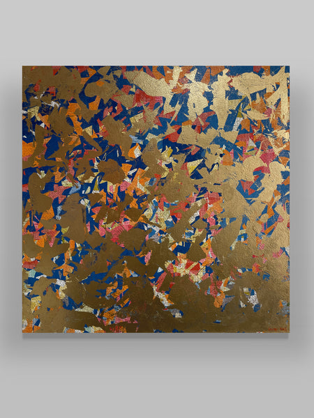 Golden Balance - 101cm squ - mixed media on canvas