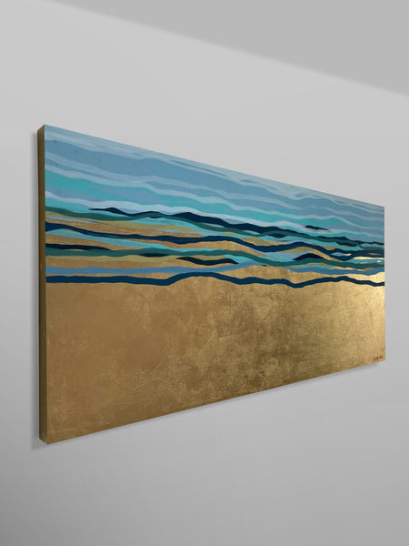 Golden Sea - metallic gold paint and acrylic on canvas - 152 x 61 cm / 60" x 24"
