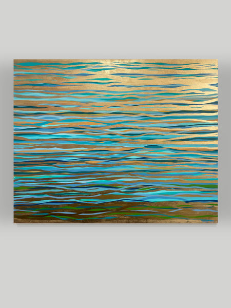 Island Waters - metallic gold paint and acrylic on canvas - 152 x 122 cm / 60" x 48"