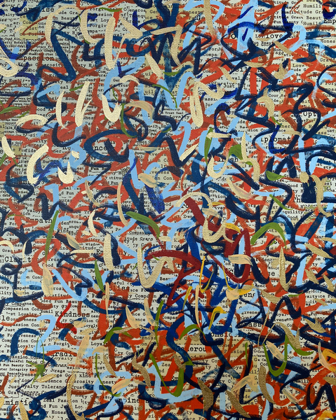 Great Optimist - mixed media on canvas - 100cm squ / 40" squ