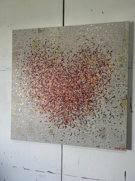Empathic Optimist Heart - mixed media on canvas - 76cm squ / 30" squ