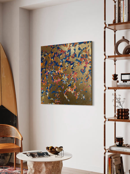 Golden Balance - 101cm squ - mixed media on canvas