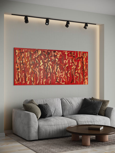Golden Groovers - 200 x 85 acrylic on canvas