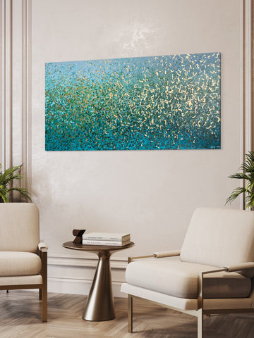 Aqua Garden - 152 x 76cm - mixed media on canvas