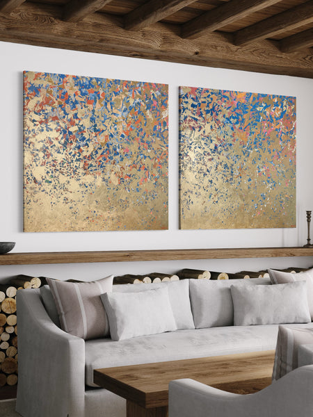 The Positive Duo - 127cm squ (x2)- mixed media on canvas