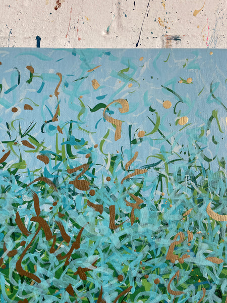 Aqua Garden - mixed media on canvas - 152 x 76cm / 60" x 30"