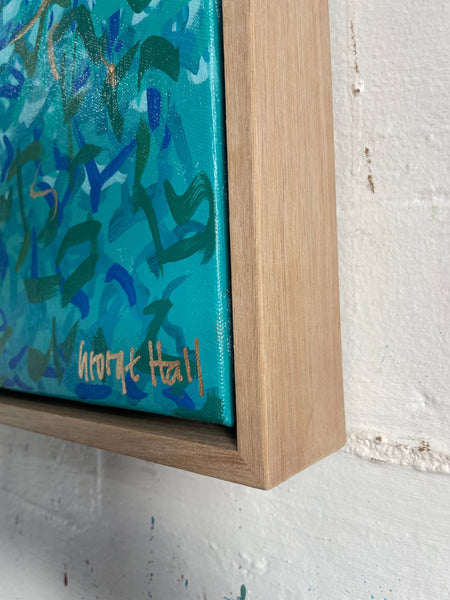 LONNIE 'Turquoise Cove' framed in Tasmanian Oak- 53cm x 63cm - acrylic on canvas