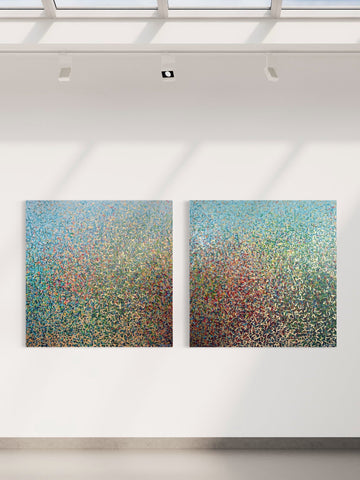 Secret Garden Duo - mixed media on canvas - 127cm squ/ 50" squ