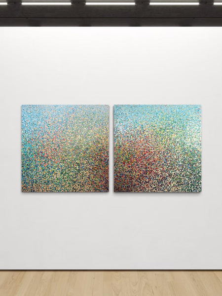 Secret Garden Duo - mixed media on canvas - 127cm squ/ 50" squ