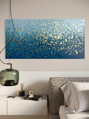 Golden Misty Waters - acrylic on canvas - 152 x 76cm / 60" x 30"