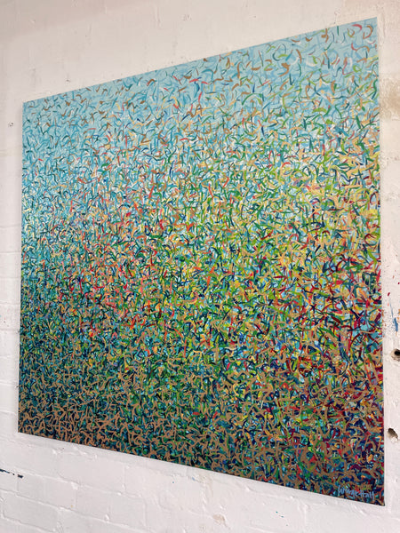 Secret Garden B - mixed media on canvas - 101cm squ/ 40" squ