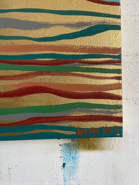 Wise Sea - metallic gold paint and acrylic on canvas - 152 x 61cm / 60" x 24"