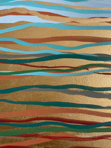 Wise Sea - metallic gold paint and acrylic on canvas - 152 x 61cm / 60" x 24"