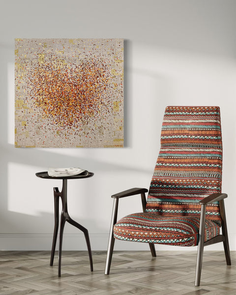 Optimist Heart - mixed media on canvas - 76cm squ / 30" squ