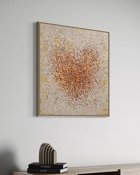 Optimist Heart - mixed media on canvas - 76cm squ / 30" squ