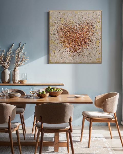 Optimist Heart - mixed media on canvas - 76cm squ / 30" squ