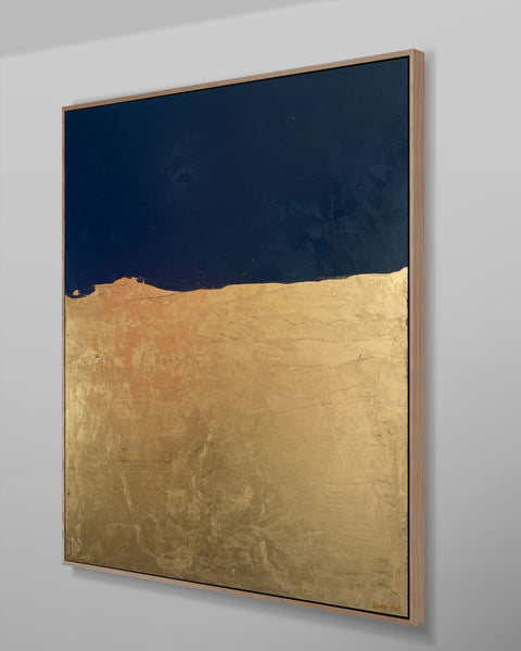 Wise Lands - 104 x 125 cm - framed Tasmanian oak - metallic gold paint and acrylic on canvas