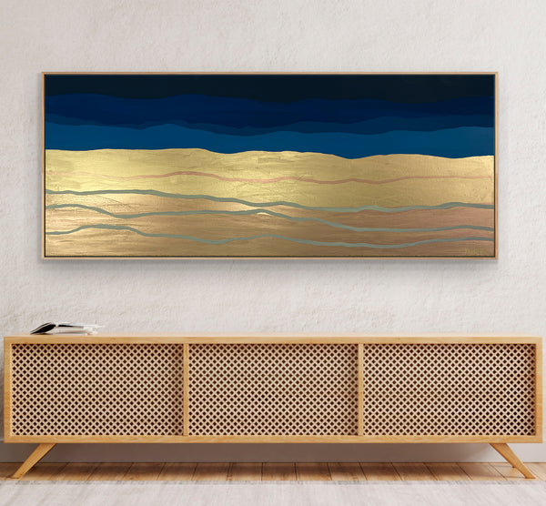 Golden Lake - 152 x 61 cm - metallic gold paint and acrylic on canvas