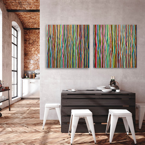 Groove to the Move Duo - 66cm square each - acrylic painting on canvas