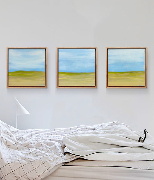 Sand Dunes Triptych Framed- 33 squ each- acrylic painting on canvas