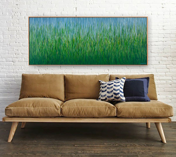 Silent Grass - Framed Tasmanian Oak - 155 x 64cm - acrylic on canvas