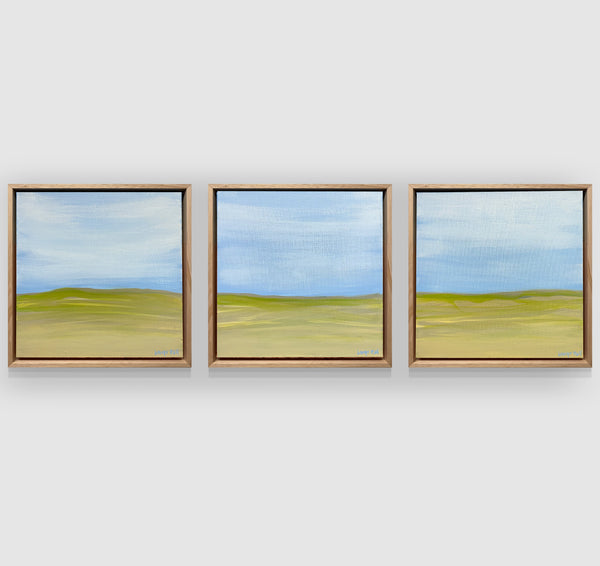 Sand Dunes Triptych Framed- 33 squ each- acrylic painting on canvas