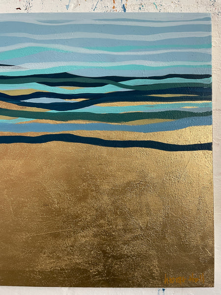 Golden Sea - 152 x 61 cm - metallic gold paint and acrylic on canvas
