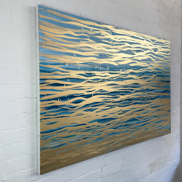 Golden Current - 152 x 101 cm - metallic gold paint and acrylic on canvas