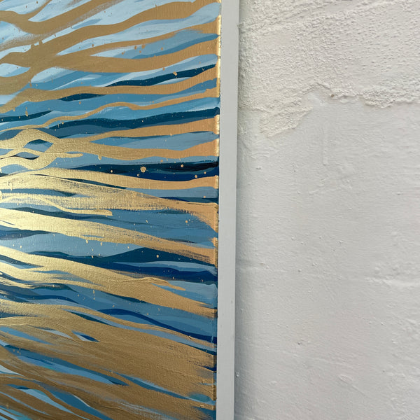 Golden Current - 152 x 101 cm - metallic gold paint and acrylic on canvas