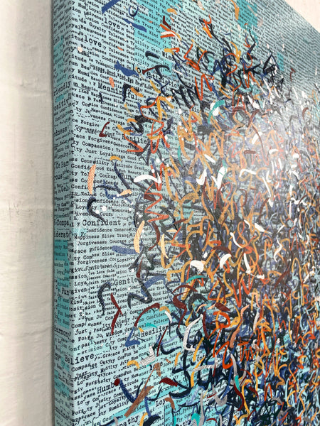 The Turquoise Metallic Optimist - 101 x 101cm - mixed media on canvas