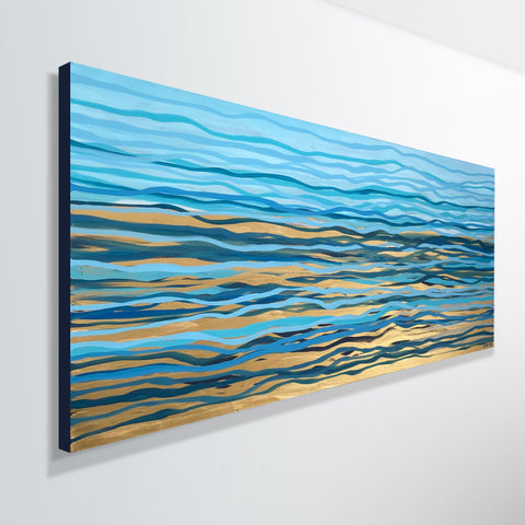 The Long Current - 152 x 61 cm - metallic gold paint and acrylic on canvas