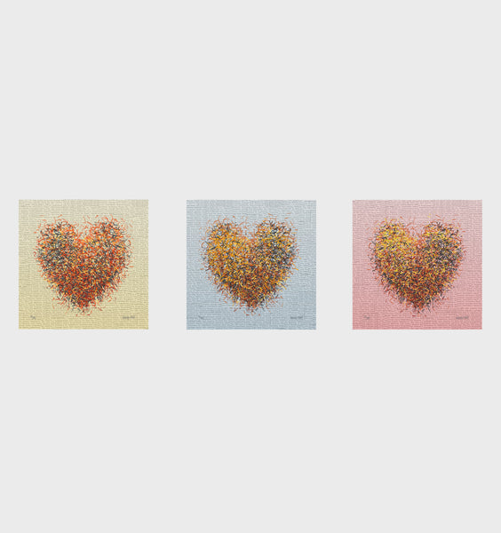Optimist Heart Series- Set of 3- Small 25 x 25cm