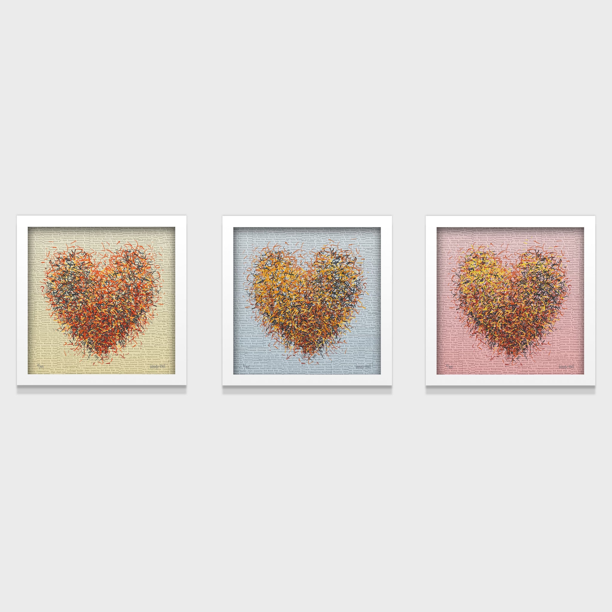 Optimist Heart Series- Set of 3- Small 25 x 25cm