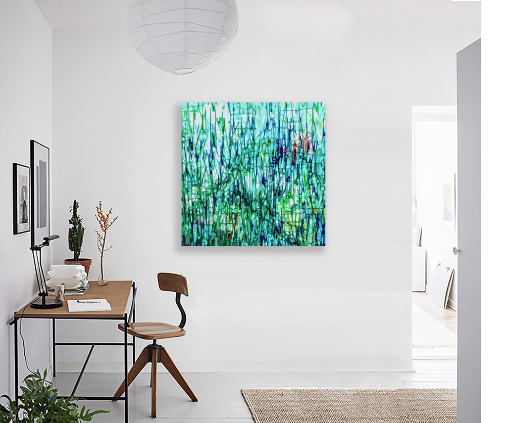 The Garden - Blue Green Red Limited Edition Print on Canvas - Abstract ...