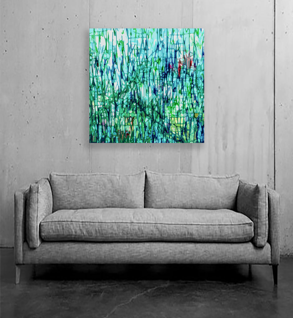 The Garden - Blue Green Red Limited Edition Print on Canvas - Abstract ...